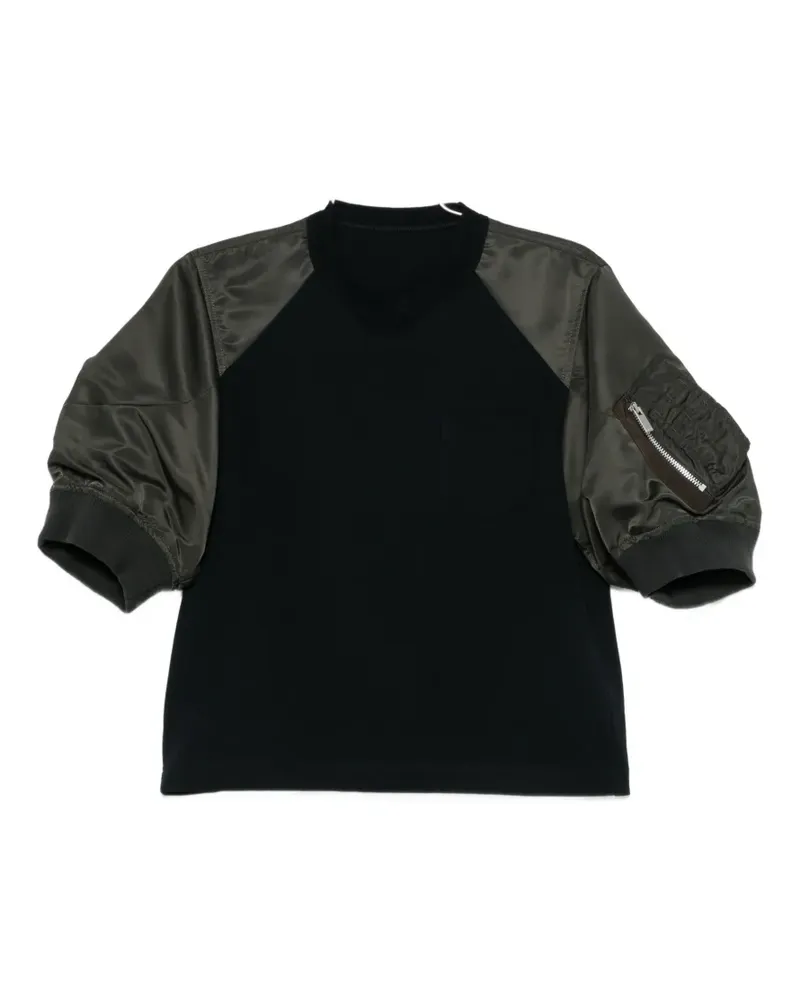 Sacai T-Shirt mit Puffärmeln - Schwarz Schwarz