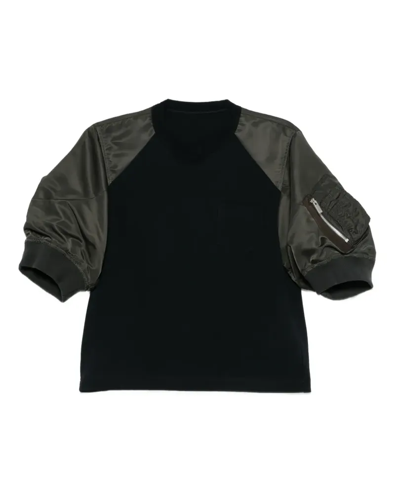 Sacai T-Shirt mit Puffärmeln - Schwarz Schwarz