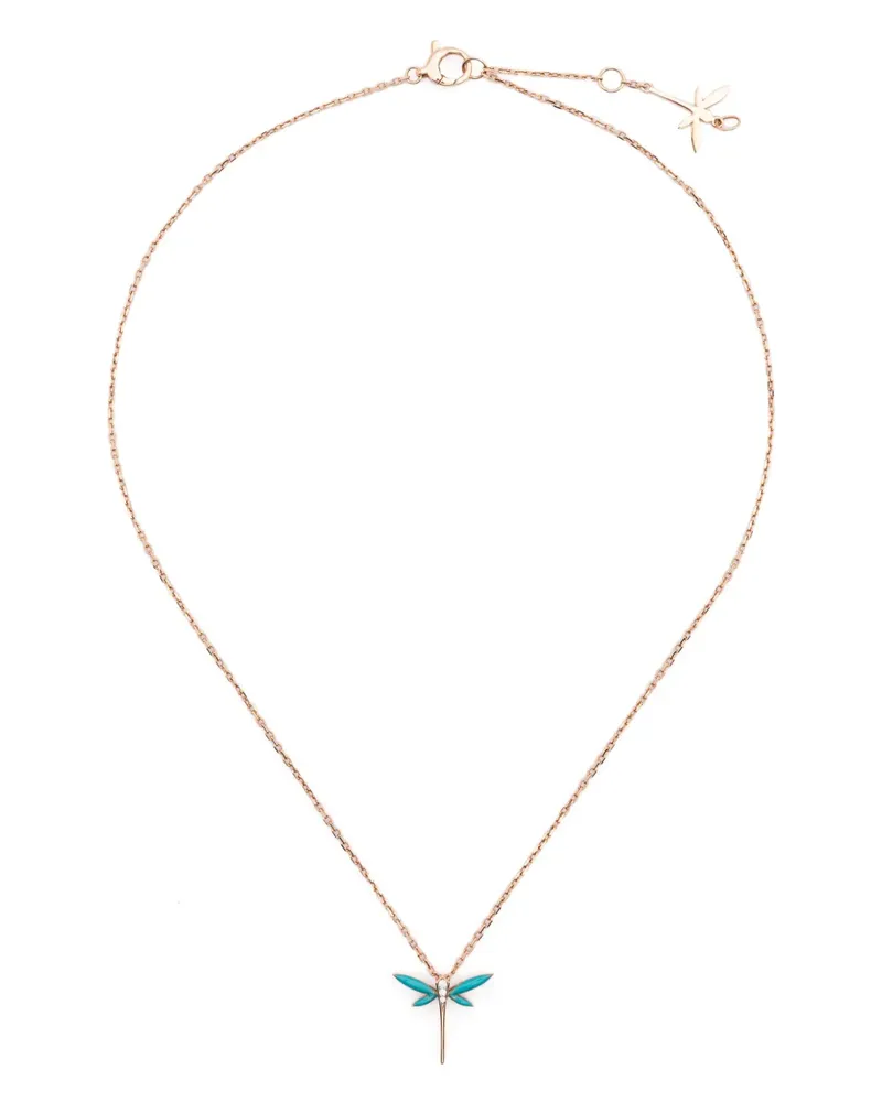 ANAPSARA Mini 18kt Dragonfly Rotgoldhalskette mit Diamant - Rosa Rosa
