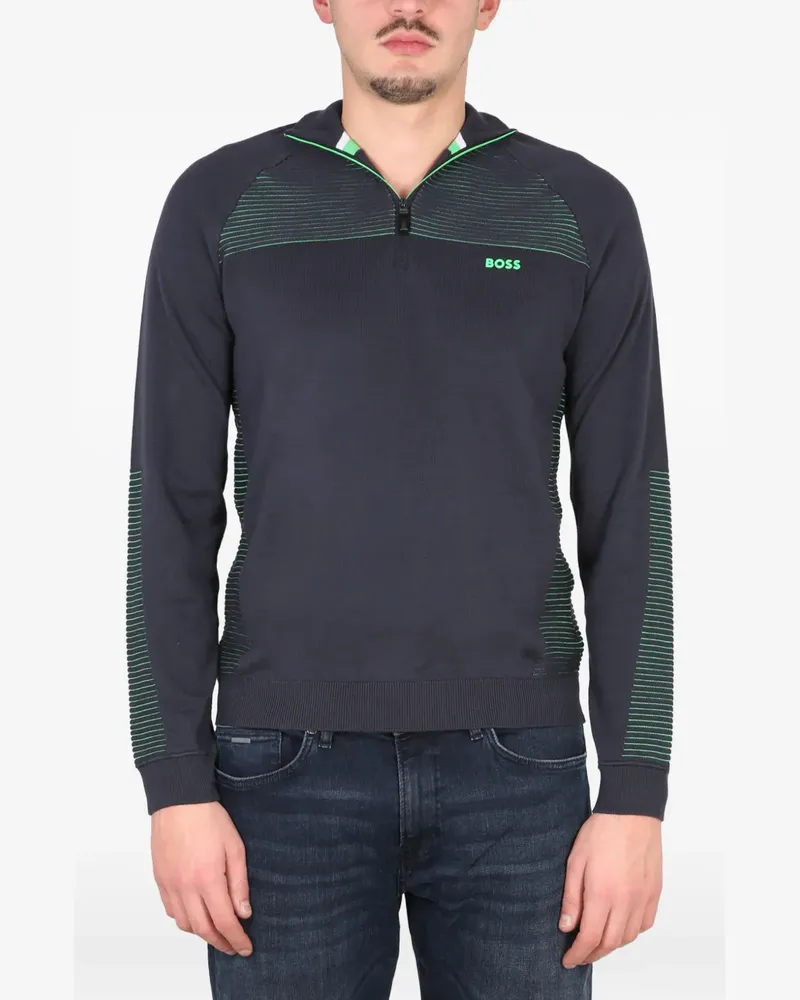 HUGO BOSS striped zip-neck sweater - Blau Blau