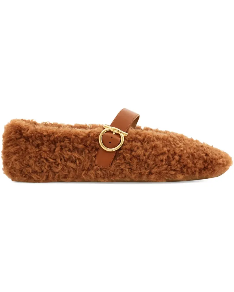 Ferragamo Ballerinas aus Shearling - Braun Braun