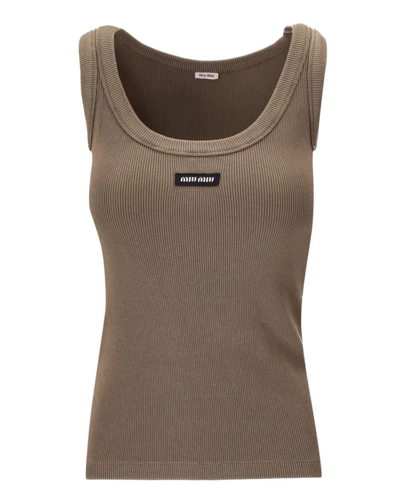 Miu Miu ribbed logo tank top - Braun Braun