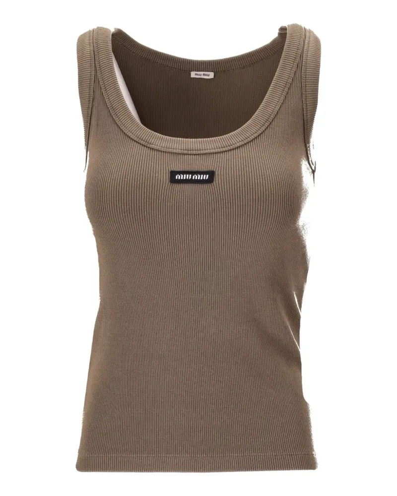 Miu Miu ribbed logo tank top - Braun Braun