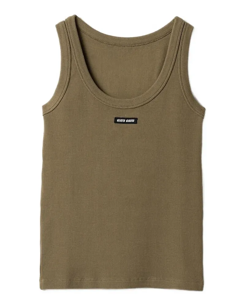 Miu Miu Geripptes Trägershirt mit Logo - Braun Braun
