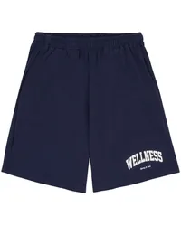 SPORTY & RICH Joggingshorts mit Slogan-Print Blau