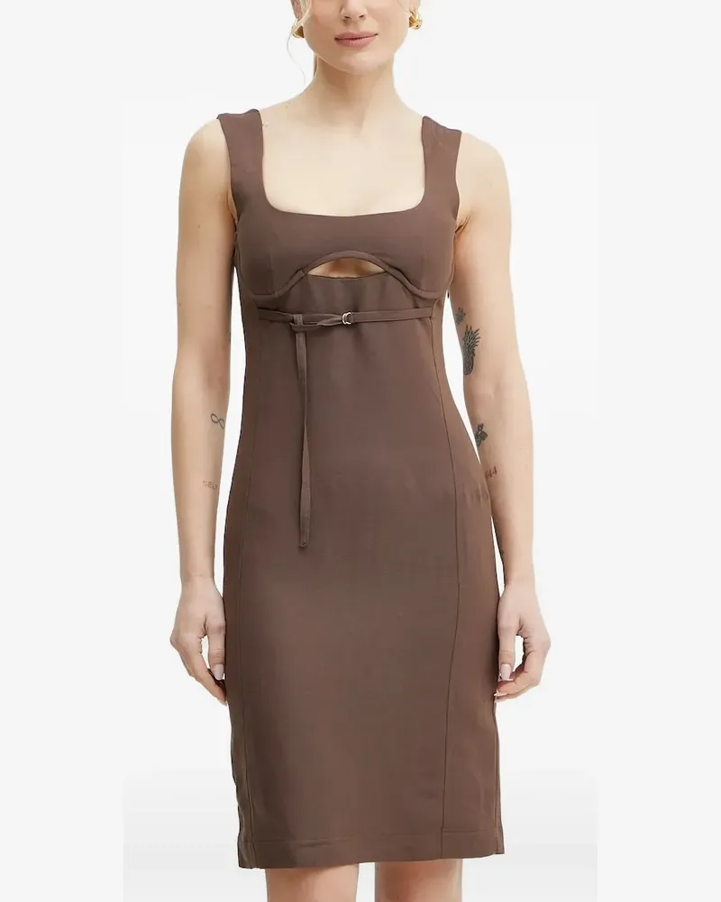 Patrizia Pepe Gesmoktes Minikleid mit Cut-Out - Braun Braun