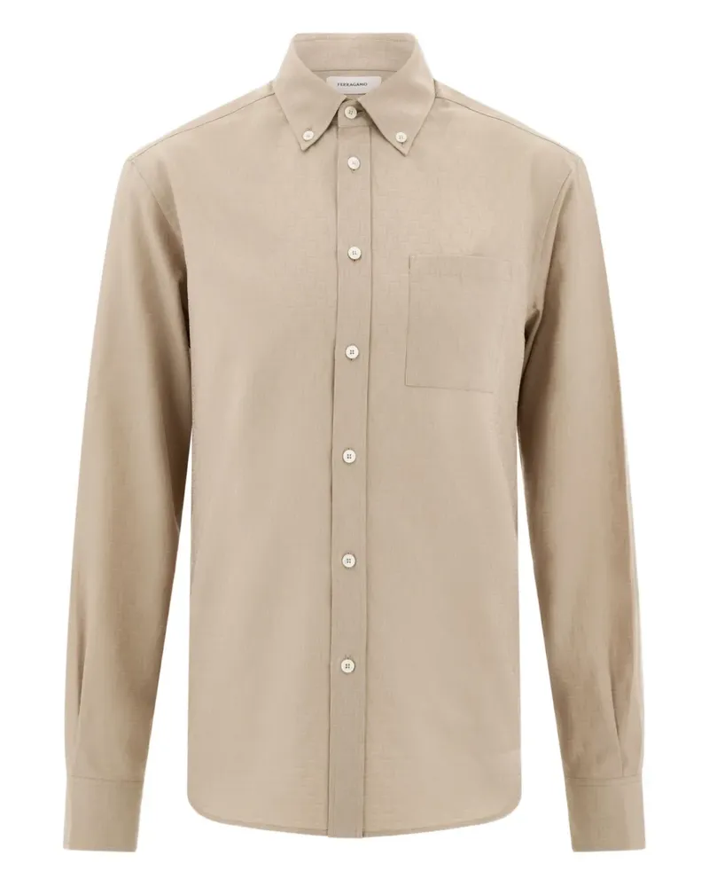 Ferragamo Hemd mit Monogramm - Nude Nude