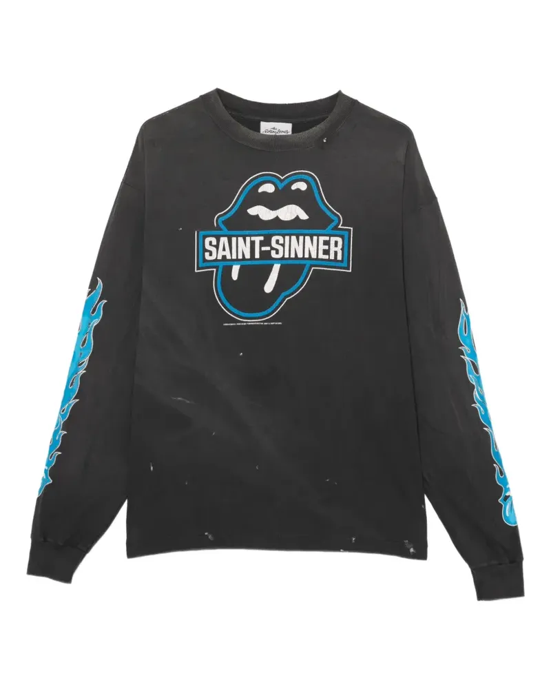 SAINT MXXXXXX Langarmshirt mit grafischem Print - Grau Grau