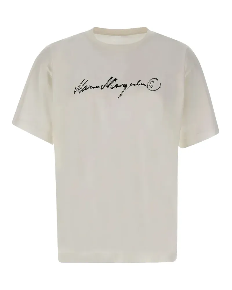 Maison Margiela T-Shirt mit Signature-Print - Weiß Weiß