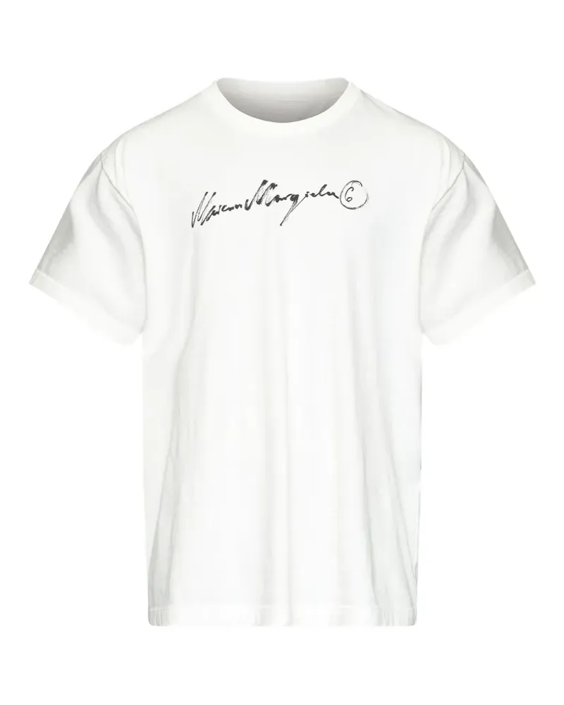 Maison Margiela T-Shirt mit Signature-Print - Weiß Weiß
