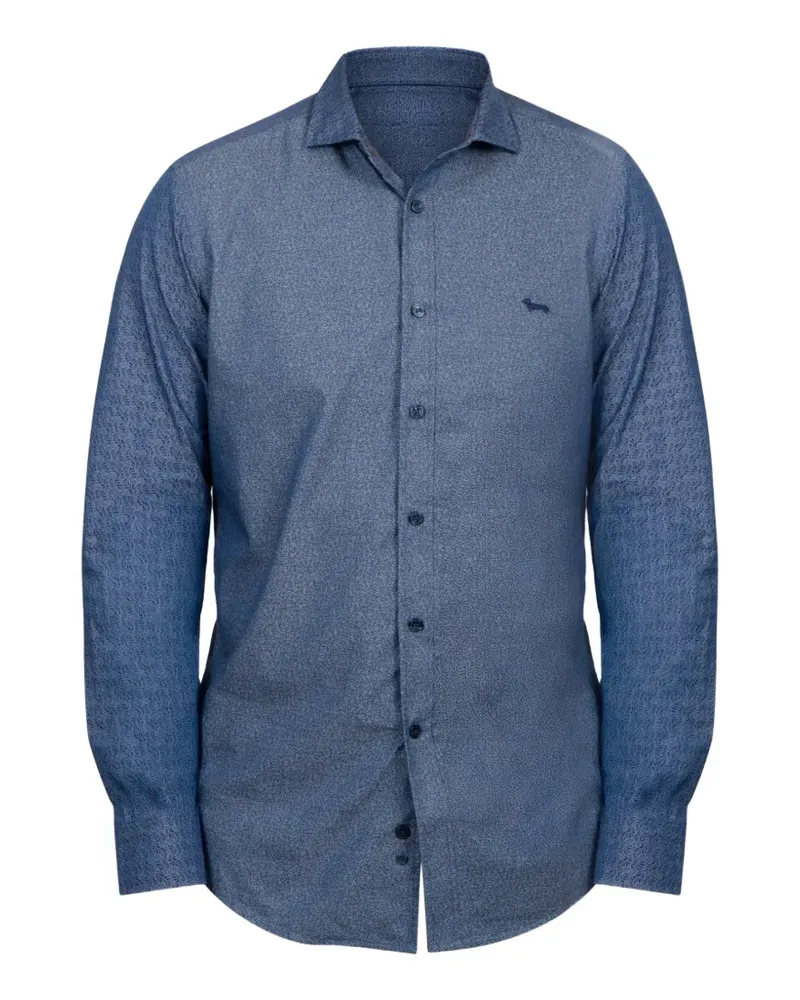 Harmont & Blaine micro-patterned logo-embroidered shirt - Blau Blau
