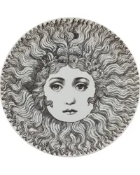 Fornasetti Teller mit Gesicht-Print Grau