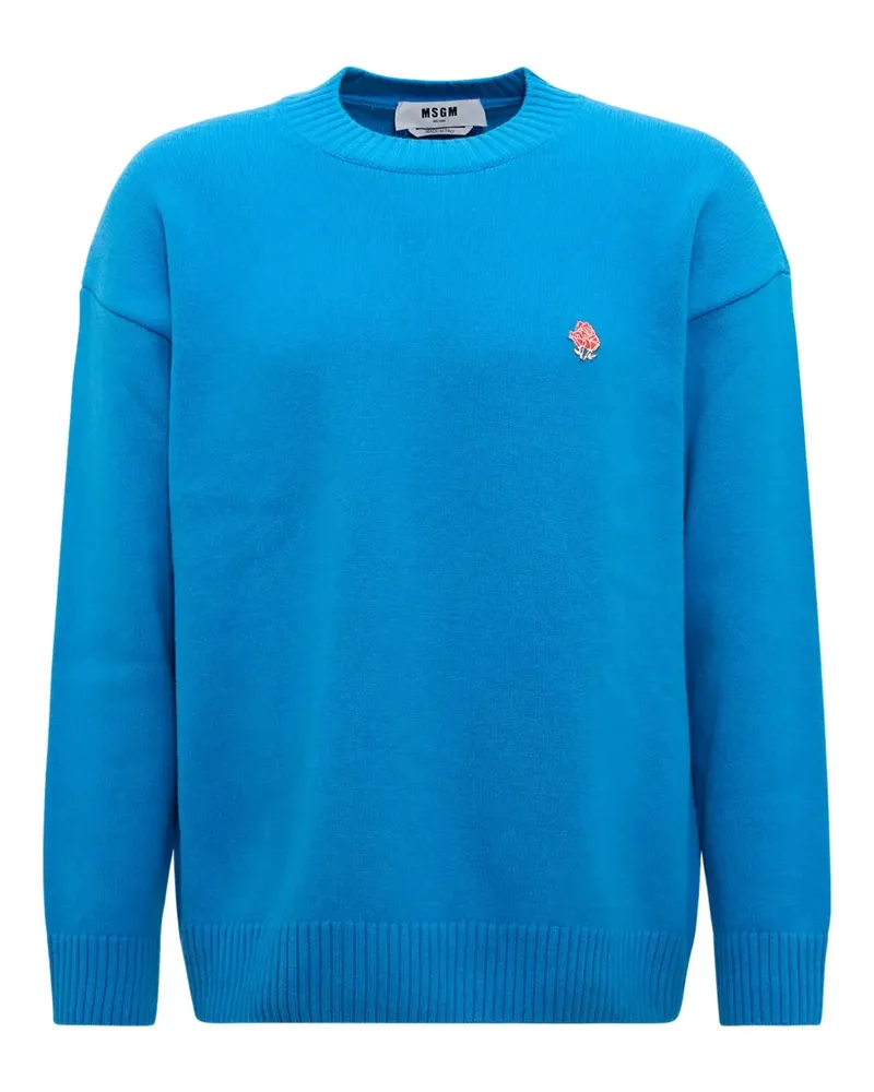 MSGM Pullover mit Rosenstickerei - Blau Blau