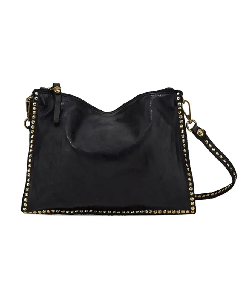 Campomaggi Kura Schultertasche mit Nieten - Schwarz Schwarz