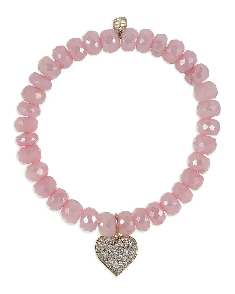 Sydney Evan Grapolite Armband mit Herzanhänger - Rosa Rosa