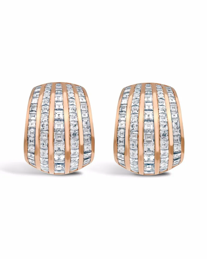 Pragnell 18kt Manhattan Classic Rotgoldcreolen mit Diamanten - Rosa Rosa