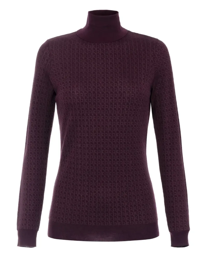 Elisabetta Franchi Rollkragenpullover mit Jacquard-Logo - Rot Rot