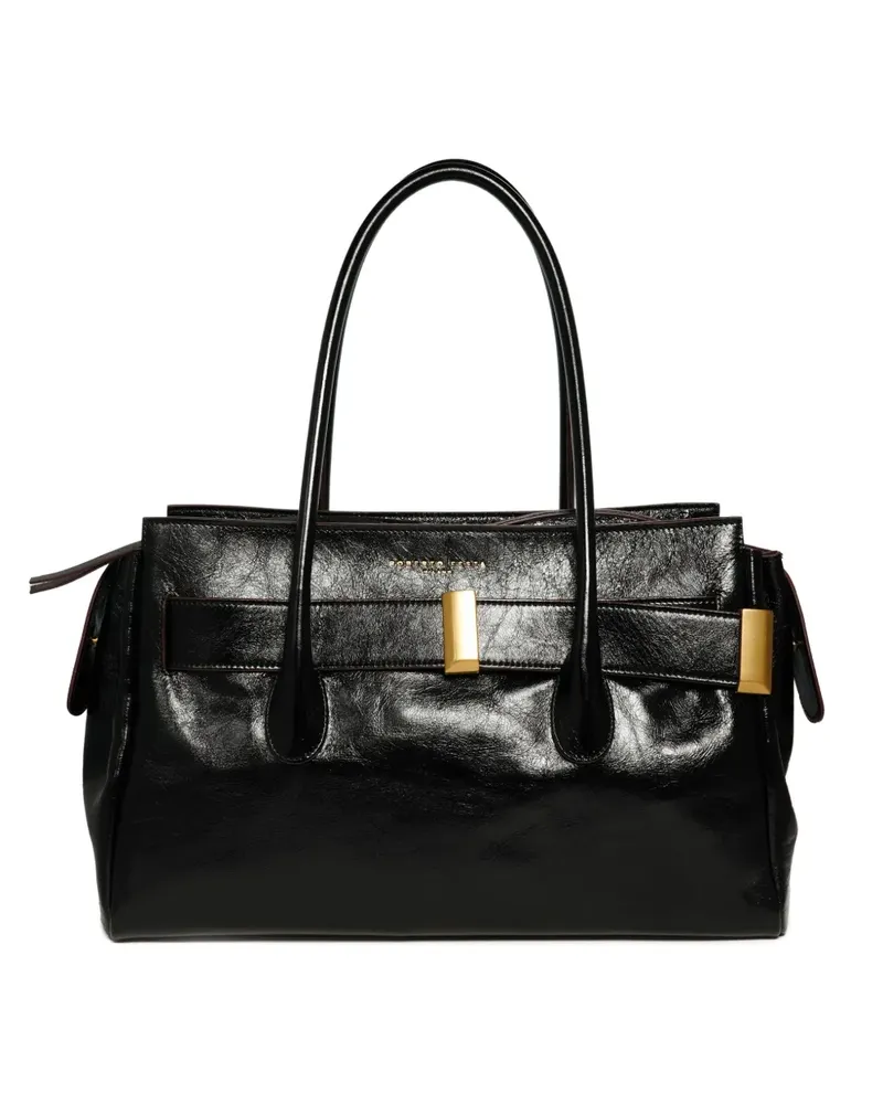 FESTA Milano large Emeralda buckle-detail shoulder bag - Schwarz Schwarz