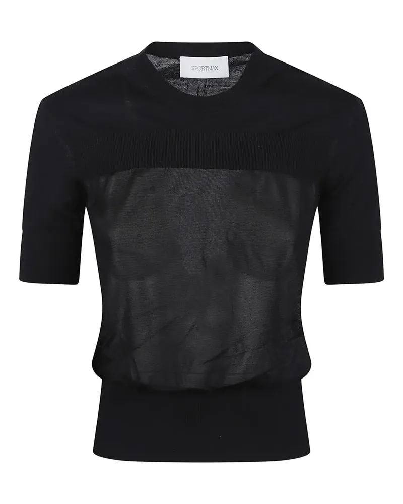 SPORTMAX Fein gestricktes T-Shirt - Schwarz Schwarz