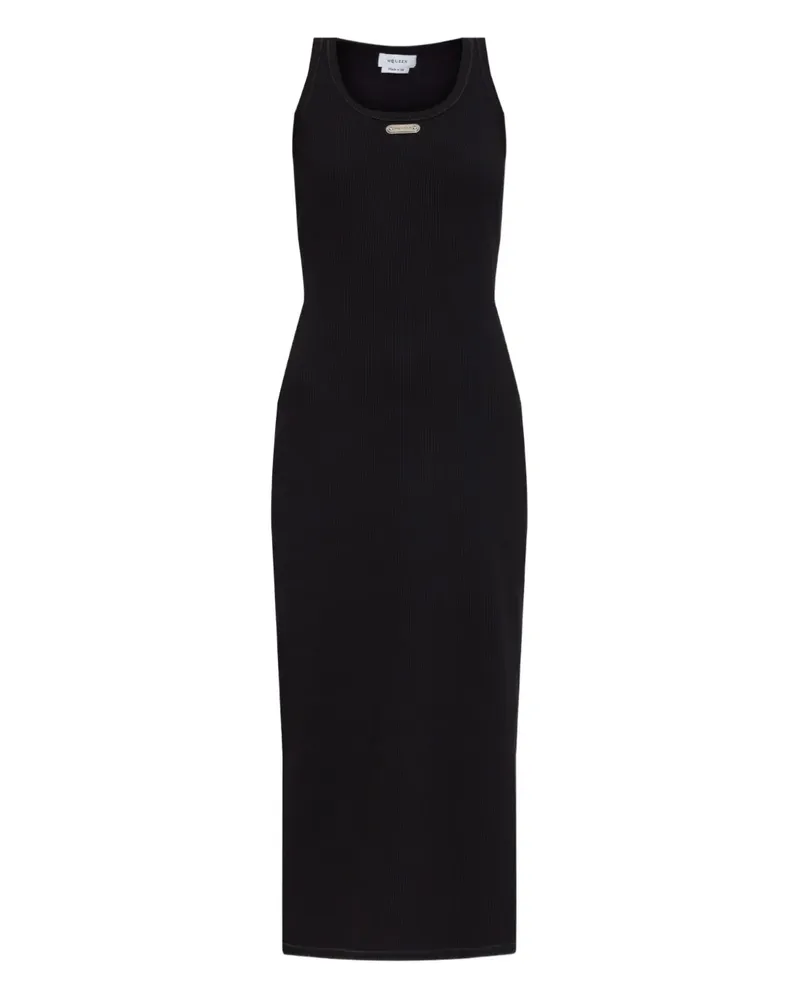 Alexander McQueen Ärmelloses Placket Midikleid - Schwarz Schwarz