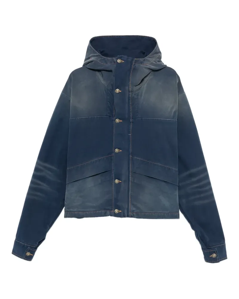 FourTwoFour on Fairfax Ausgeblichene Kapuzenjacke - Blau Blau