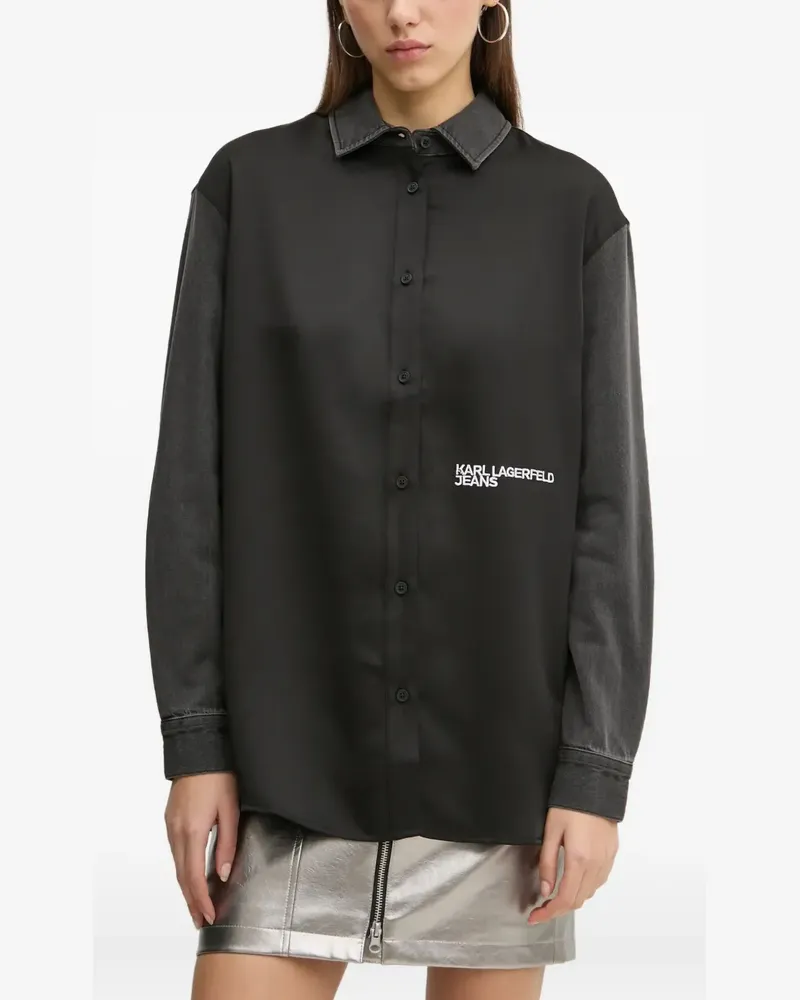 Karl Lagerfeld denim-panelled shirt - Schwarz Schwarz