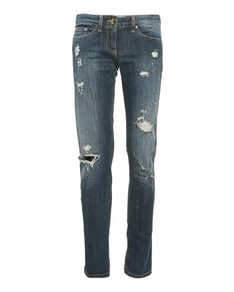 Elisabetta Franchi Distressed-Jeans mit Knopfverschluss - Blau Blau