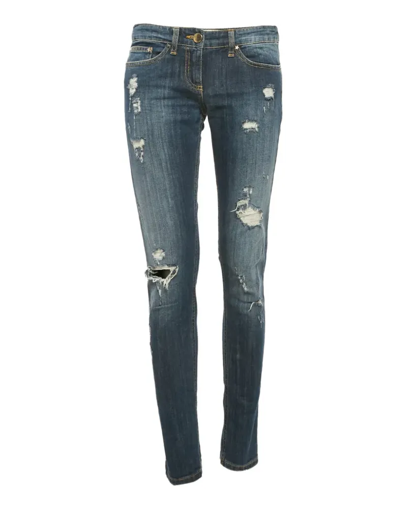 Elisabetta Franchi button-fastening distressed denim jeans - Blau Blau