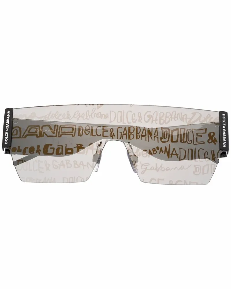 Dolce & Gabbana Sonnenbrille mit Logo - Schwarz Schwarz