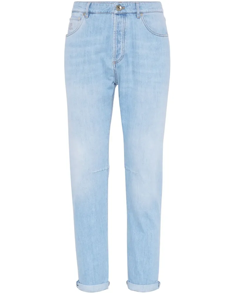 Brunello Cucinelli Halbhohe Tapered-Jeans - Blau Blau