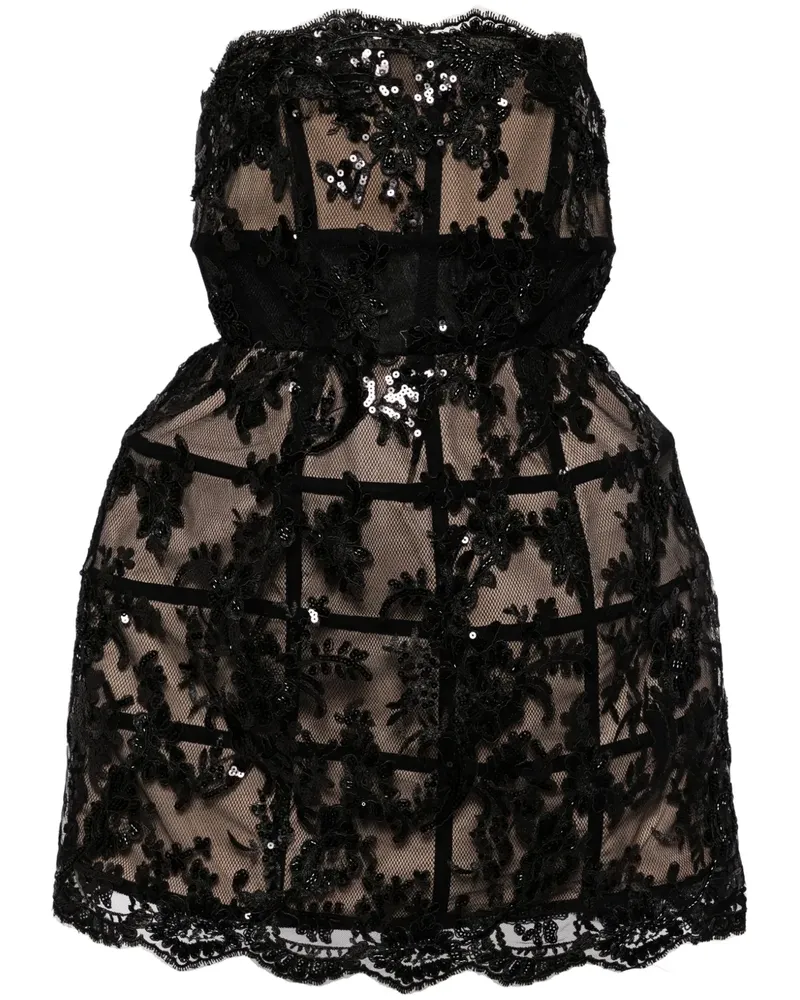 Alice + Olivia Gerda Minikleid mit Pailletten - Schwarz Schwarz