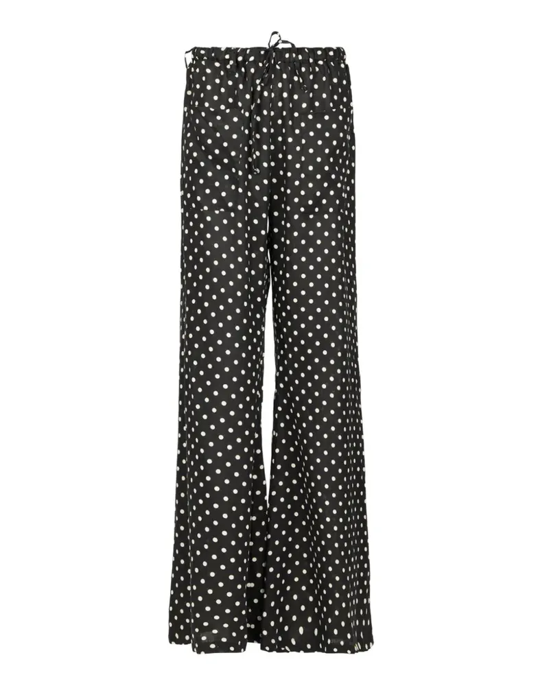 Hannes Roether polka dot-print drawstring trousers - Schwarz Schwarz