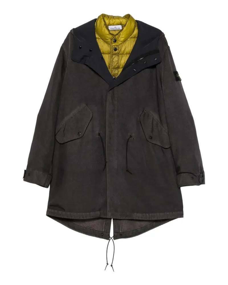 Stone Island check-print reversible parka - Grau Grau
