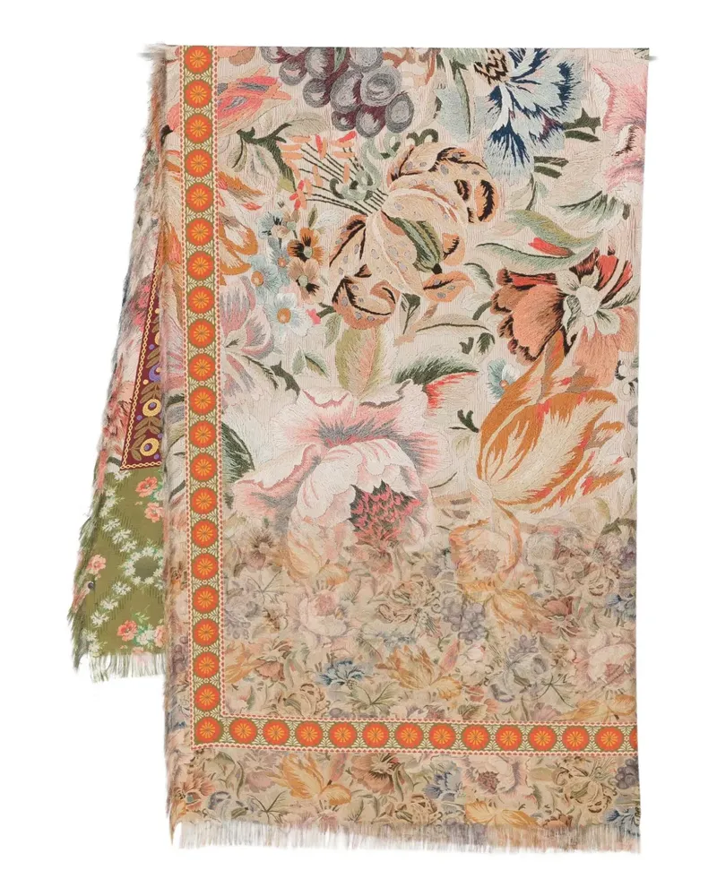 Pierre-Louis Mascia floral border scarf - Nude Nude