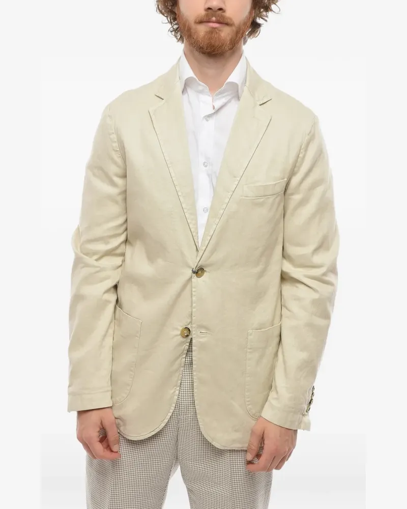 CRUNA single-breasted patch-pockets blazer - Nude Nude