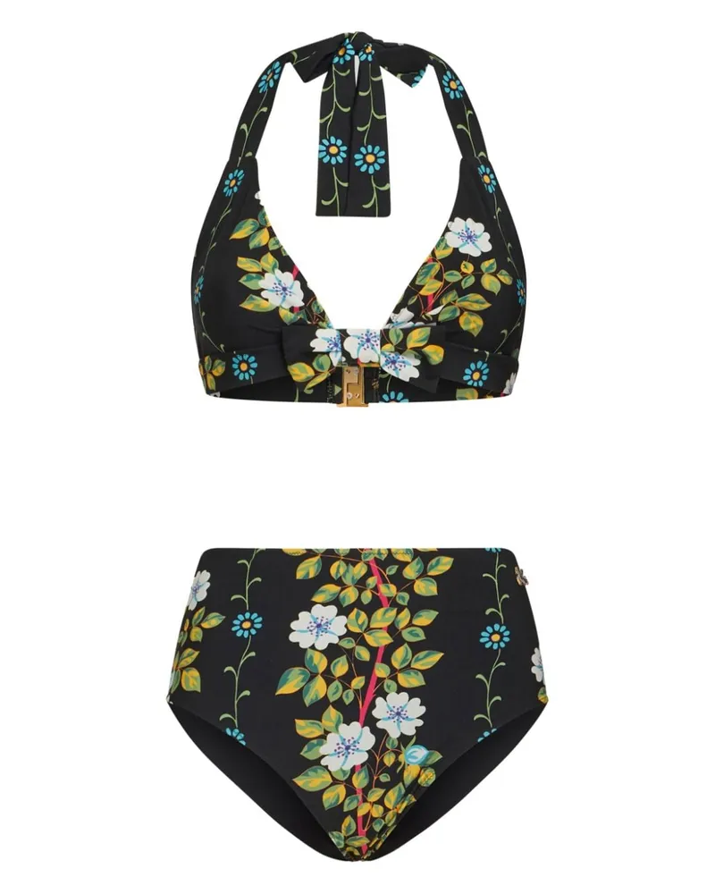 Etro Neckholder-Bikini mit Blumen-Print Schwarz