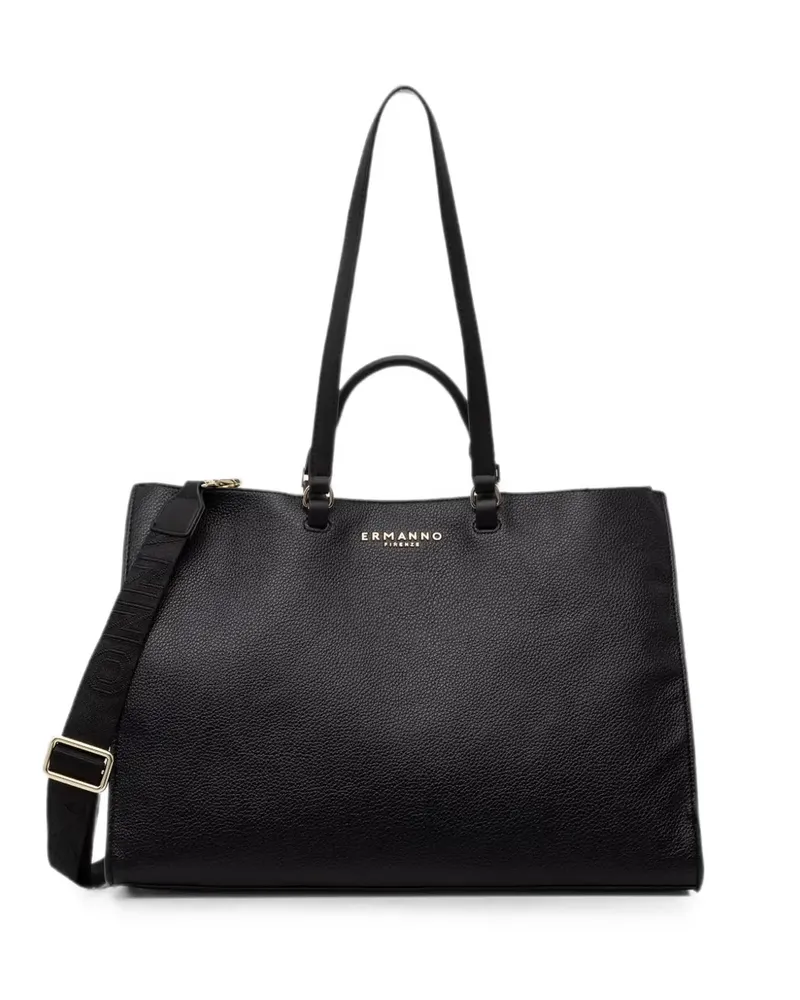 Ermanno Scervino logo-plaque pebbled-effect tote bag - Schwarz Schwarz