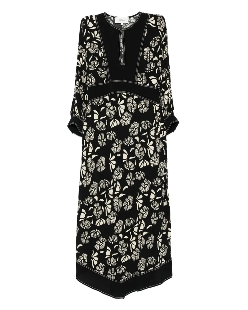 ba&sh Midikleid mit Blumen-Print - Schwarz Schwarz
