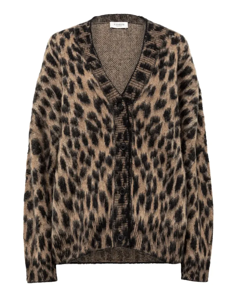Laneus Gebürsteter Cardigan mit Leopardenprint - Nude Nude