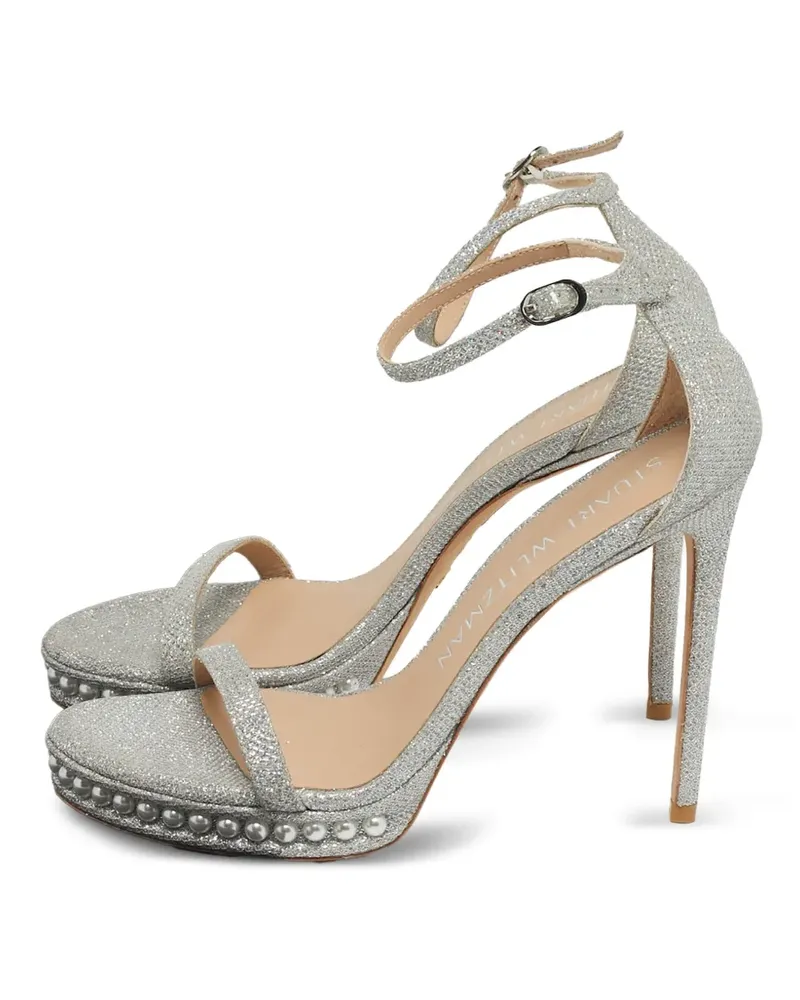 Stuart Weitzman Nudist pearl-trimmed platform sandals - Silber Silber