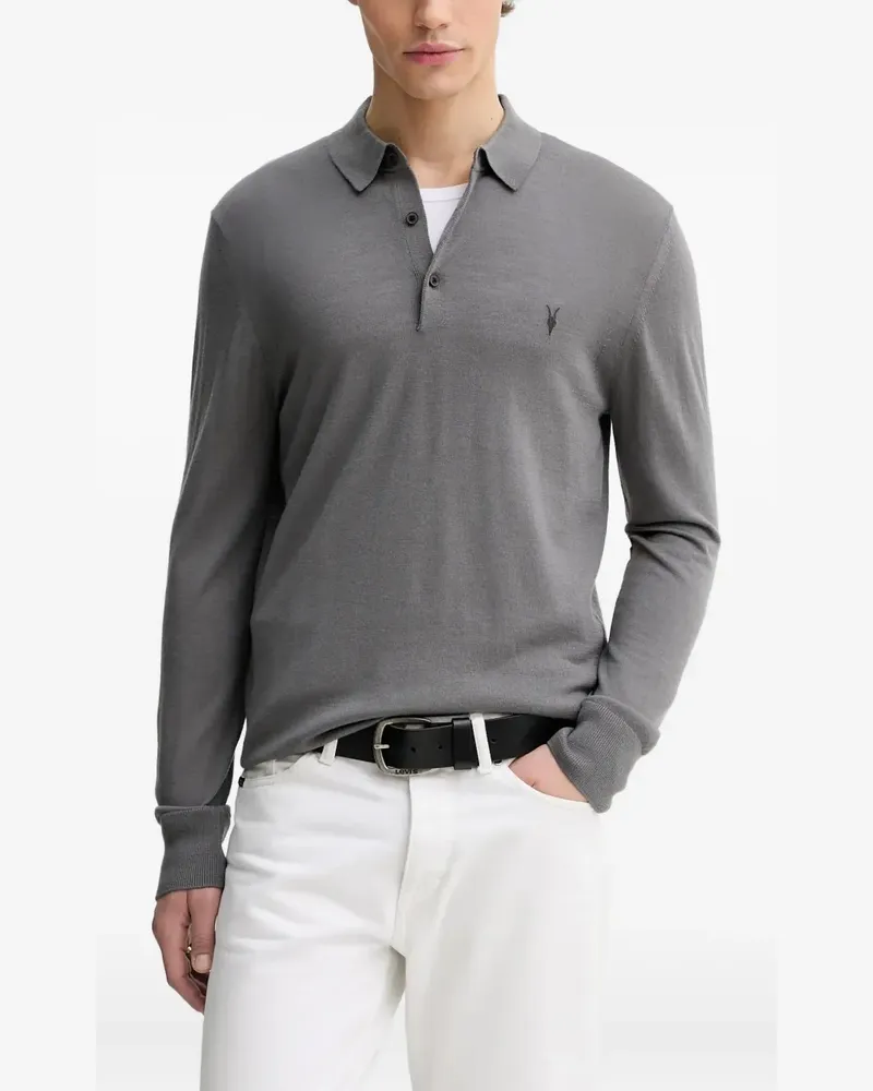 AllSaints Mode Poloshirt mit Logo - Grau Grau