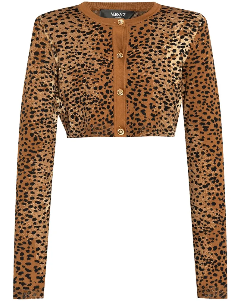 Versace Cropped-Cardigan mit Leoparden-Print - Braun Braun