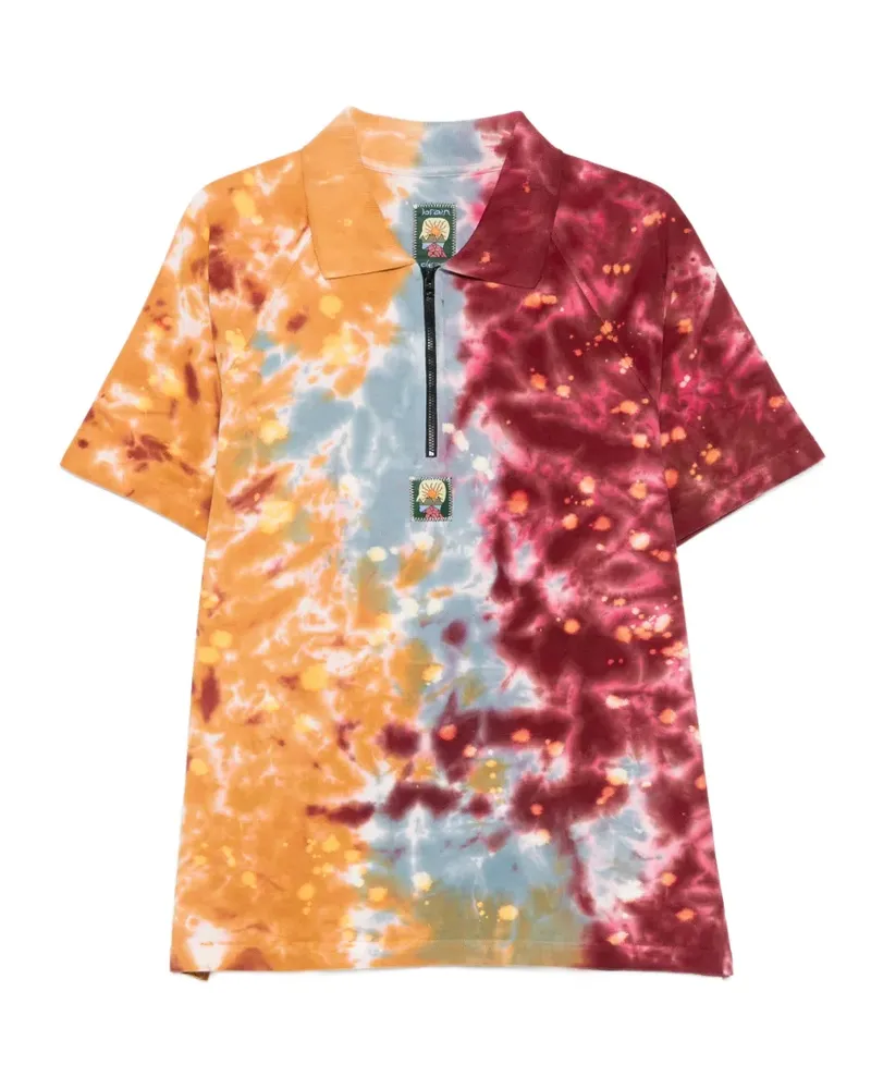 Brain Dead tie-dye zip-up polo shirt - Rot Rot