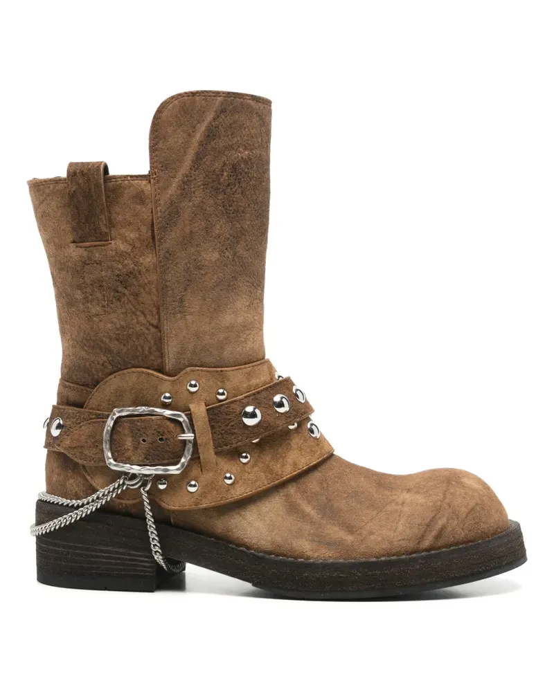 Ann Demeulemeester Stiefeletten mit Nieten - Braun Braun
