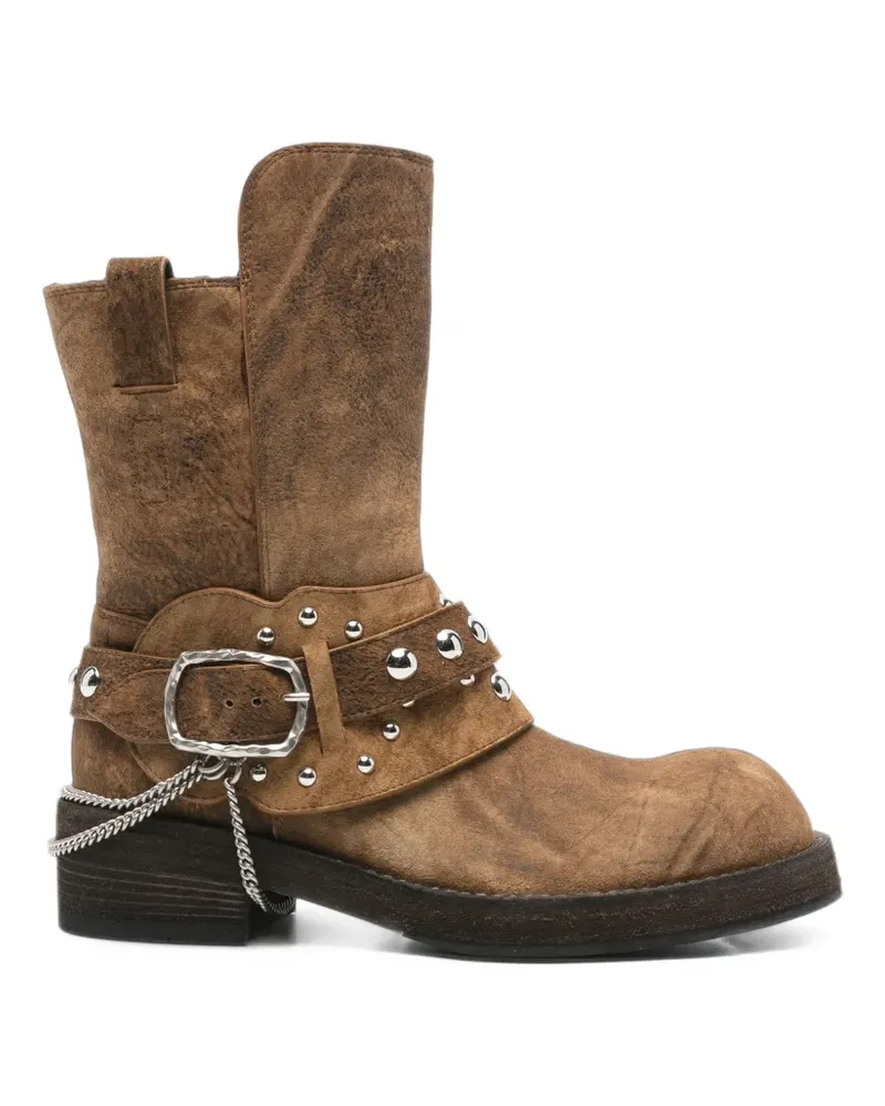 Ann Demeulemeester studded chain-link ankle boots - Braun Braun