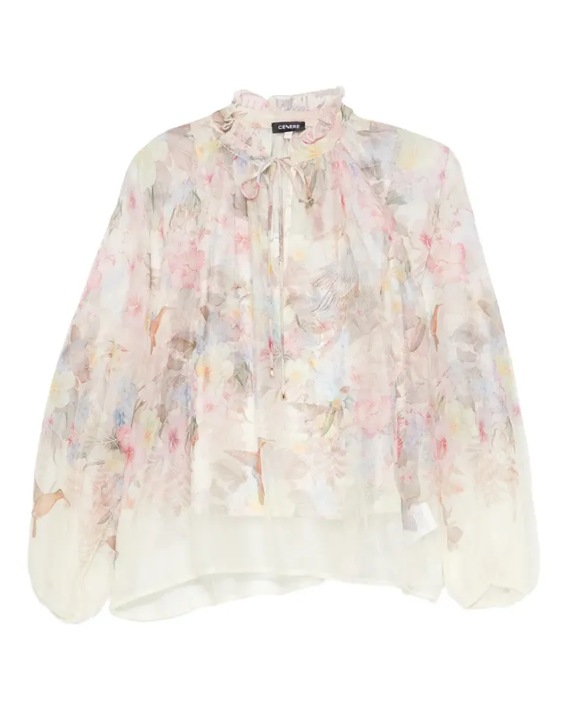 CENERE GB floral-print ruffled blouse - Nude Nude