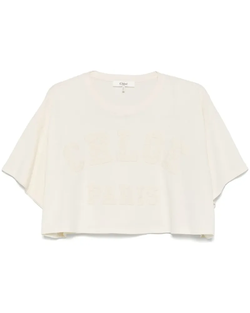Chloé T-Shirt mit Logo-Applikation - Weiß Weiß