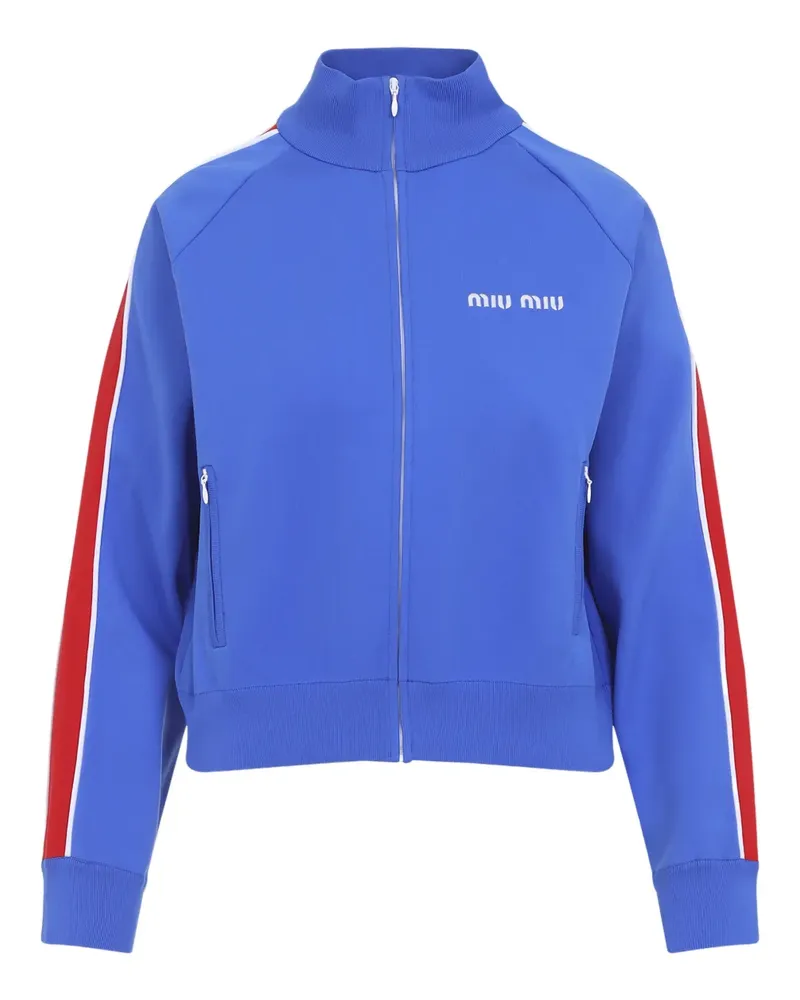 Miu Miu stripe zip-fastening sweatshirt - Blau Blau