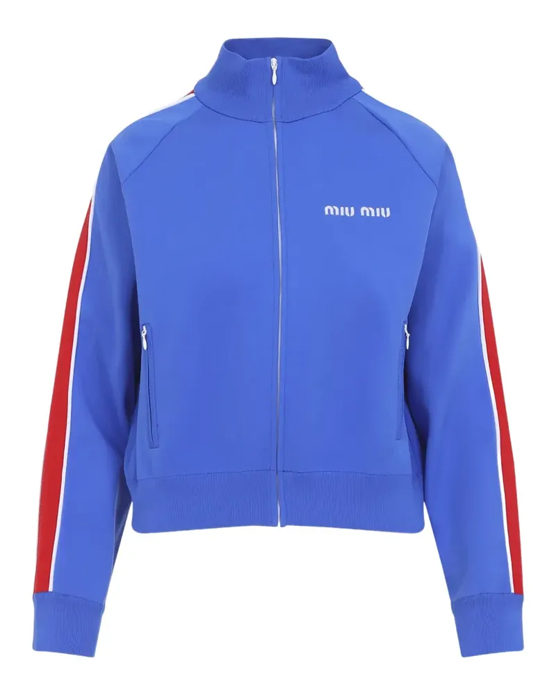 Miu Miu Gestreiftes Sweatshirt mit Reißverschluss - Blau Blau