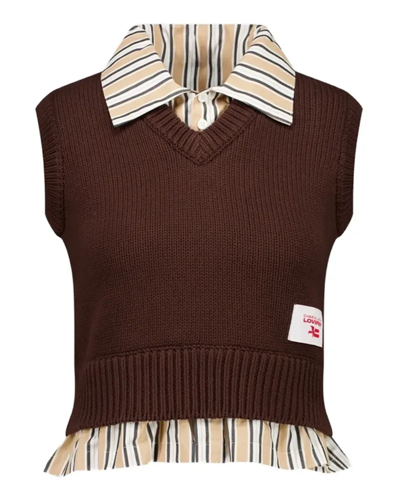 Charles Jeffrey Loverboy V-neck cropped vest shirt - Braun Braun